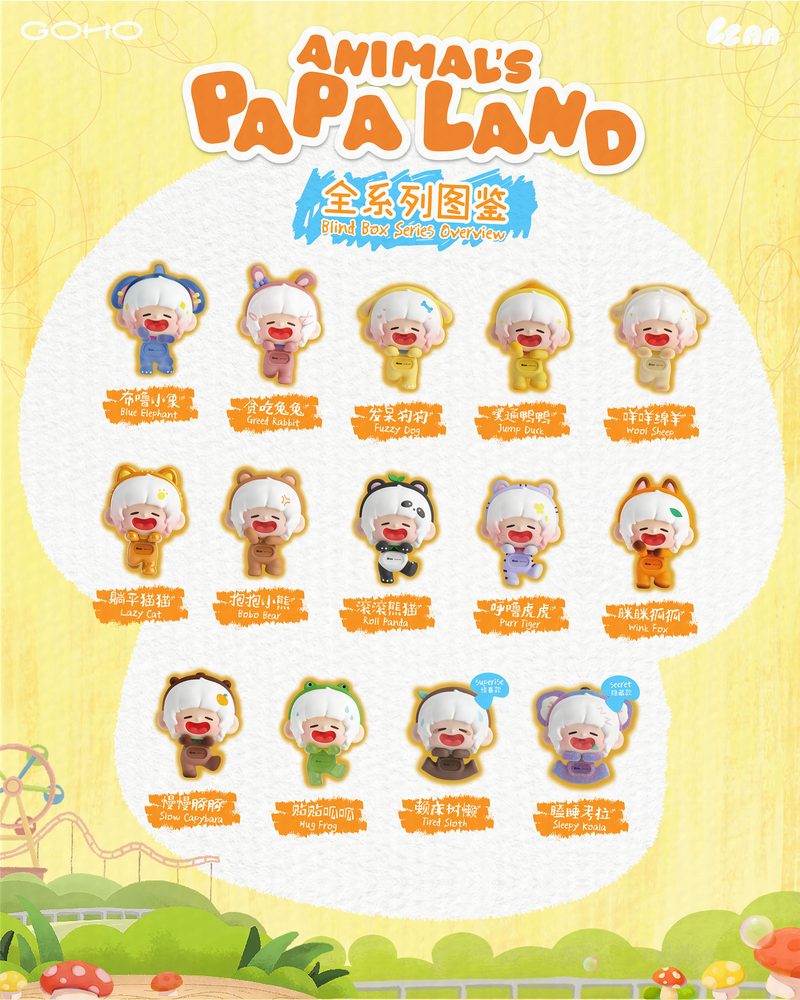GOHO 懶懶(ランラン) 動物のパパランドシリーズ トレーディングフィギュア (GOHO LLAN ANIMAL'S PAPA LAND Series Blind Box)