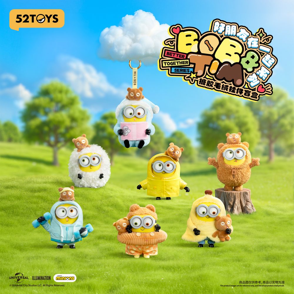 52TOYS BLINDBOX ミニオンズ ボブ&ティム ベストフレンズ ぬいぐるみストラップ (52TOYS BLINDBOX Bob & Tim - Best Buddies Forever Series Vinyl Plush Keychain)
