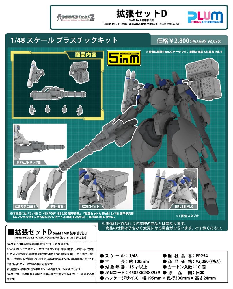 1/48スケールプラスチックキット POWERDoLLS2 拡張セットD 5inM 1/48 装甲歩兵用[DRu35 MLC&R25RCT&M7A GGUN&平手(左右)&にぎり手(左右)] (1/48 Scale Plastic Kit "POWERDoLLS2" EXTENSION SET D For 5inM 1/48 PLD(DRu35 MLC & R25RCT & M7A GGUN & Flat Hand Parts (Left and Right) & Clenched Hand Parts (Left and Right)))