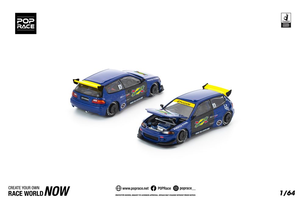1/64 PANDEM CIVIC EG6 BLUE/BLACK (1/64 PANDEM CIVIC EG6 BLUE / BLACK)