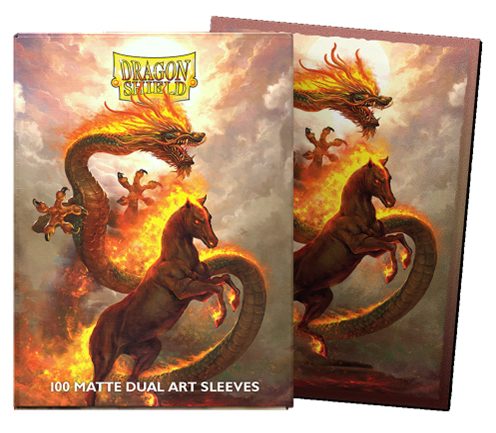 AT-12115 Fire Horse 2026 スリーブ - スタンダードサイズ - Dual Art 100枚入り (AT-12115 Fire Horse 2026 Sleeve - Standard Size - Dual Art 100 Pieces)