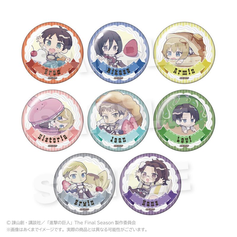 進撃の巨人 トレーディング缶バッジ デザートVer. ("Attack on Titan" Trading Can Badge Dessert Ver.)