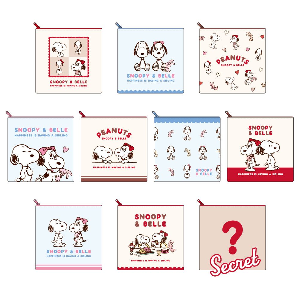 -50th Anniversary- SNOOPY&BELLE シークレットスクエアポーチ スヌーピー&ベル (-50th Anniversary- SNOOPY&BELLE Secret Square Pouch Snoopy & Belle)