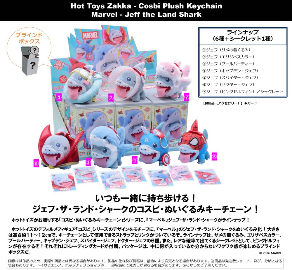 コスビ ぬいぐるみキーチェーン マーベル ジェフ・ザ・ランド・シャーク (Cosbi Plush Keychain Marvel Jeff the Land Shark)