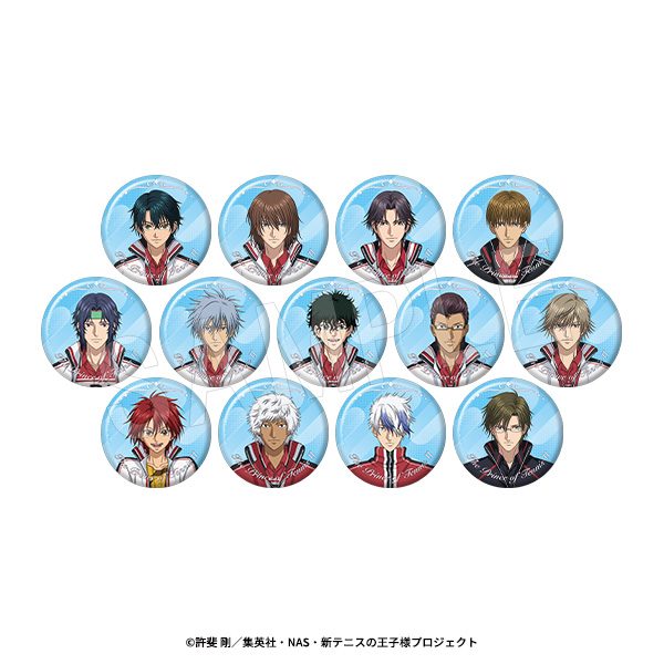 新テニスの王子様 トレーディング箔押し風マット缶バッジ 選手名鑑Ver. ("New The Prince of Tennis" Trading Gilding Style Matte Can Badge Players File Ver.)