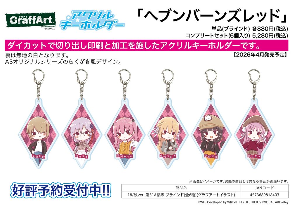 アクリルキーホルダー ヘブンバーンズレッド 18 秋Ver. 第31A部隊(グラフアートイラスト) (Acrylic Key Chain "Heaven Burns Red" 18 Autumn Ver. 31A Unit (Graff Art Illustration))