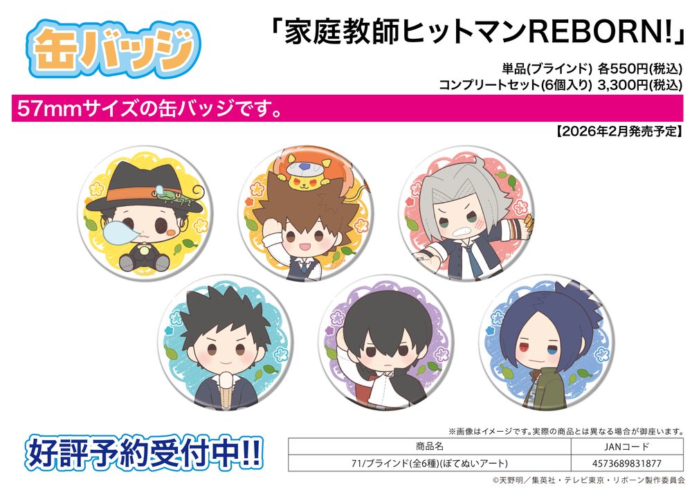 缶バッジ 家庭教師ヒットマンREBORN! 71 ぽてぬいアート (Can Badge "Reborn!" 71 Potenui Art)