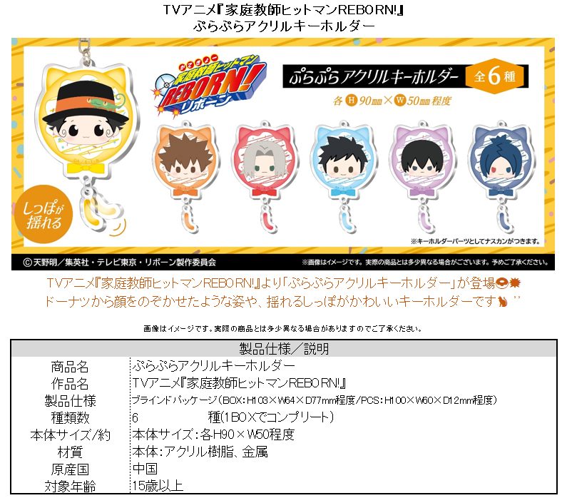 家庭教師ヒットマンREBORN! ぷらぷらアクリルキーホルダー ("Reborn!" Purapura Acrylic Key Chain)
