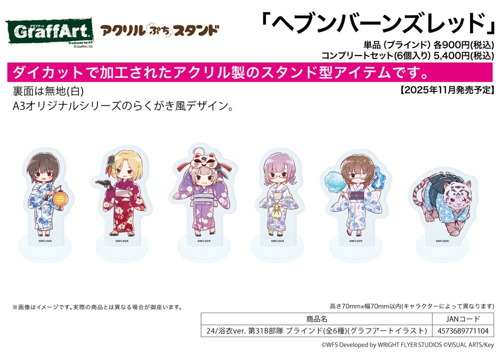 アクリルぷちスタンド ヘブンバーンズレッド 24 浴衣Ver. 第31B部隊(グラフアートイラスト) (Acrylic Petit Stand "Heaven Burns Red" 24 Yukata Ver. 31B Unit (Graff Art Illustration))