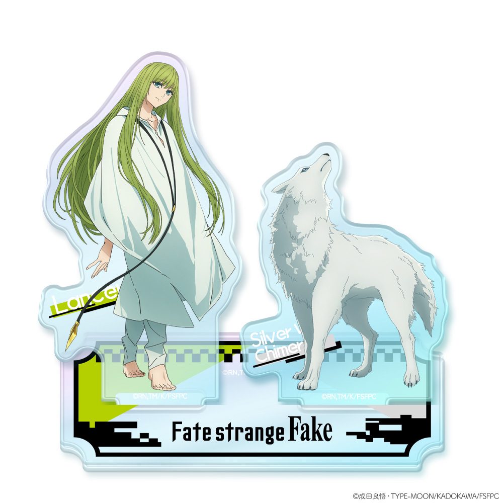 Fate/strange Fake オーロラアクリルニコスタンド 銀狼の合成獣&ランサー ("Fate/strange Fake" Aurora Acrylic Niko Stand Silver Wolf Chimera & Lancer)