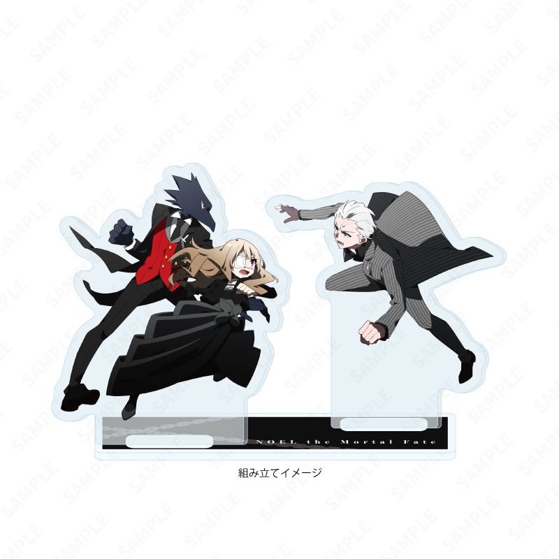 アクリルスタンドプレート 被虐のノエル 03 ノエル・チェルクェッティ&カロンVSラッセル・バロウズ(公式イラスト) (Acrylic Stand Plate "Noel the Mortal Fate" 03 Noel Cerquetti & Caron VS Russell Burrows (Official Illustration))