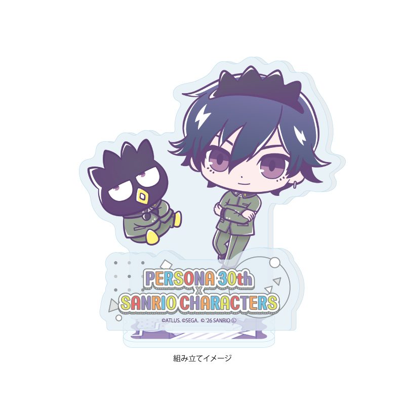 アクリルスタンドプレート P30th×サンリオキャラクターズ 01 P1主人公・バッドばつ丸(コラボイラスト) (Acrylic Stand Plate "Persona" Series P30th x Sanrio Characters 01 P1 Hero & Bad Badtz-Maru (Collaboration Illustration))