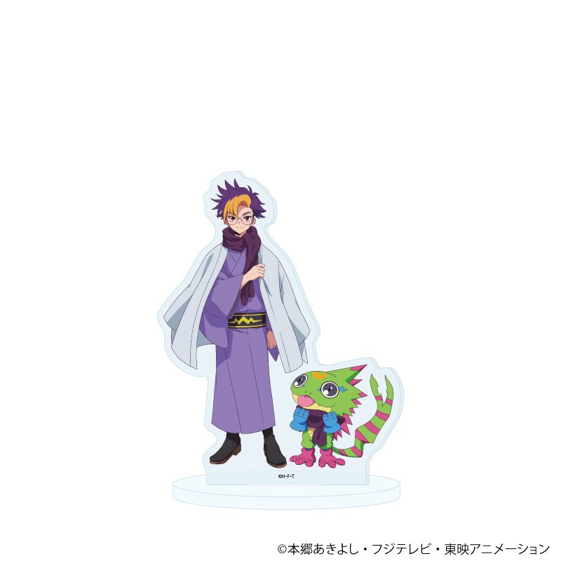アクリルスタンド DIGIMON BEATBREAK 01 天馬トモロウ&ゲッコーモン 冬和服Ver.(描き下ろしイラスト) (Acrylic Stand "DIGIMON BEATBREAK" 01 Tenma Tomoro & Gekkomon Winter Kimono Ver. (Original Illustration))