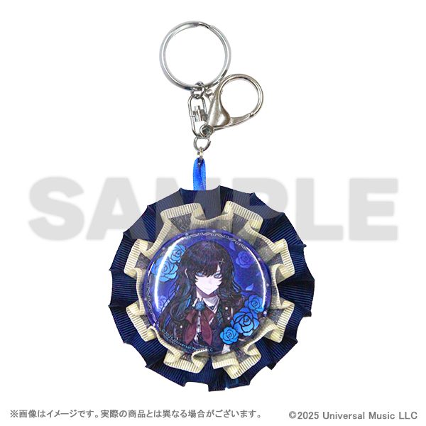 Ado 缶バッジ付きロゼットリボンキーホルダー (Ado Rosette Ribbon Key Chain with Can Badge)