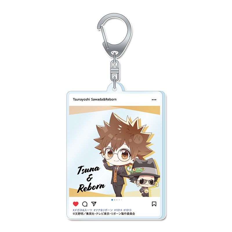 家庭教師ヒットマンREBORN! ぷちちょこアクリルキーホルダー 沢田綱吉&リボーン メガネ&スーツVer. ("Reborn!" Puchichoko Acrylic Key Chain Sawada Tsunayoshi & Reborn Glasses & Suit Ver.)