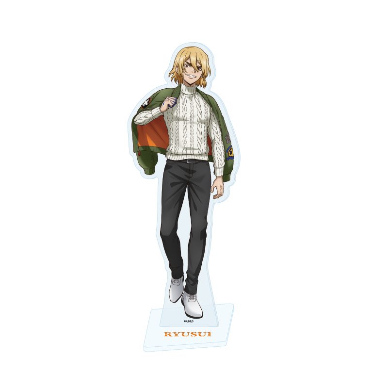 アクリルスタンド Dr.STONE 72 七海龍水 フライトジャケットVer.(描き下ろしイラスト) (Acrylic Stand "Dr. Stone" 72 Nanami Ryusui Flight Jacket Ver. (Original Illustration))