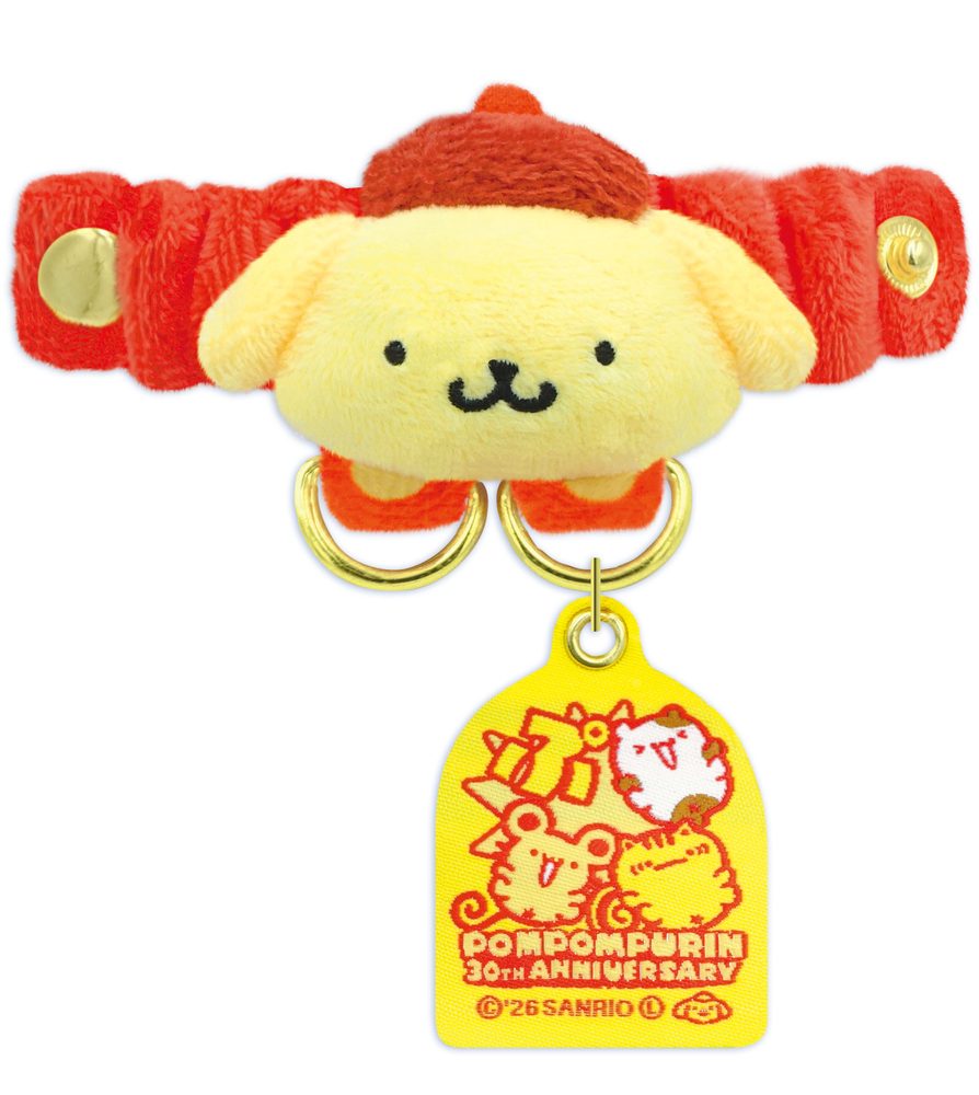 ポムポムプリン30周年 ペアストラップホルダー ポムポムヒーロー 8203-585 (Pom Pom Purin 30th Anniversary Pair Strap Holder Pom Pom Hero 8203-585)