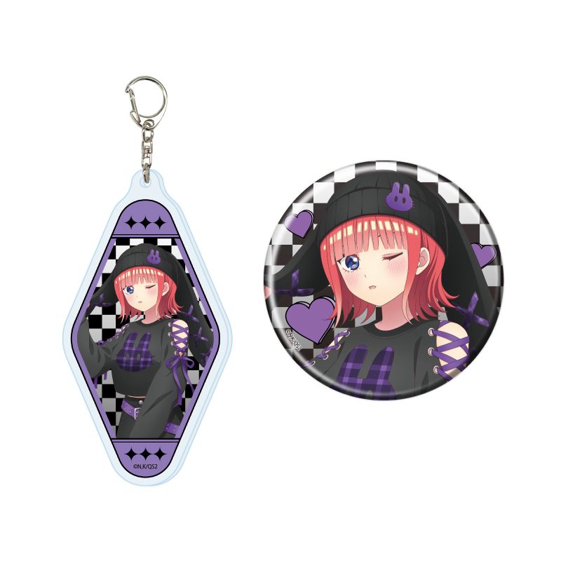 アクリルキーホルダー&缶バッジセット 五等分の花嫁* 02 二乃 甘辛ロックVer.(描き下ろしイラスト) (Acrylic Key Chain & Can Badge Set "The Quintessential Quintuplets Specials 2" 02 Nino Sweet and Spicy Rock Ver. (Original Illustration))