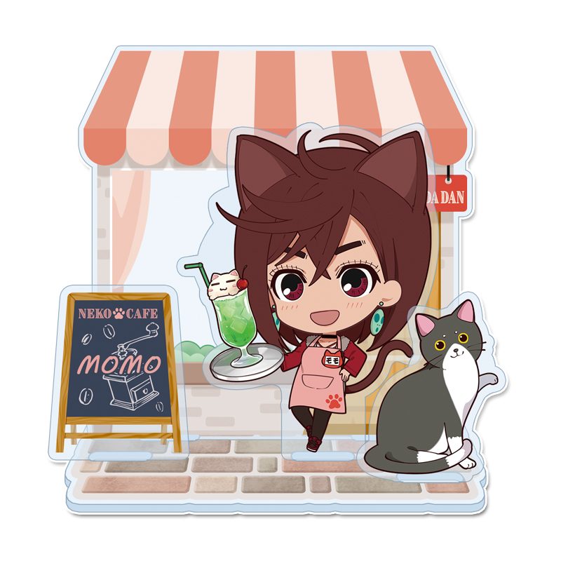 ダンダダン ぷちちょこ ミニアクリルジオラマ モモ 猫カフェ ("DANDADAN" Puchichoko Mini Acrylic Diorama Momo Cat Cafe)