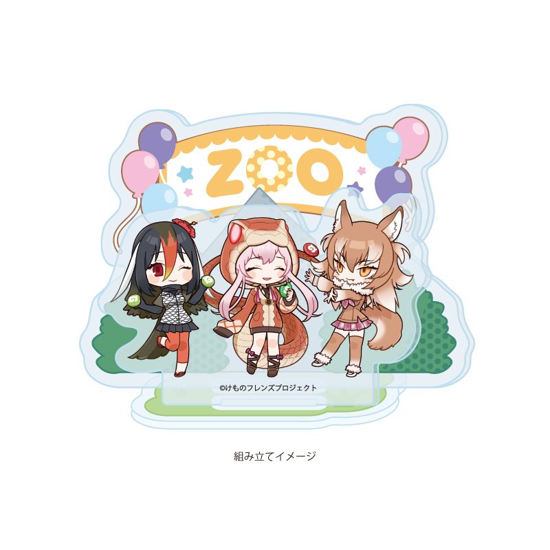 アクリルスタンドプレート けものフレンズ 01 タイパン&ニホンオオカミ&ヤンバルクイナ(POP Artイラスト) (Acrylic Stand Plate "Kemono Friends" 01 Taipan & Japanese Wolf & Okinawa Rail (Pop Art Illustration))
