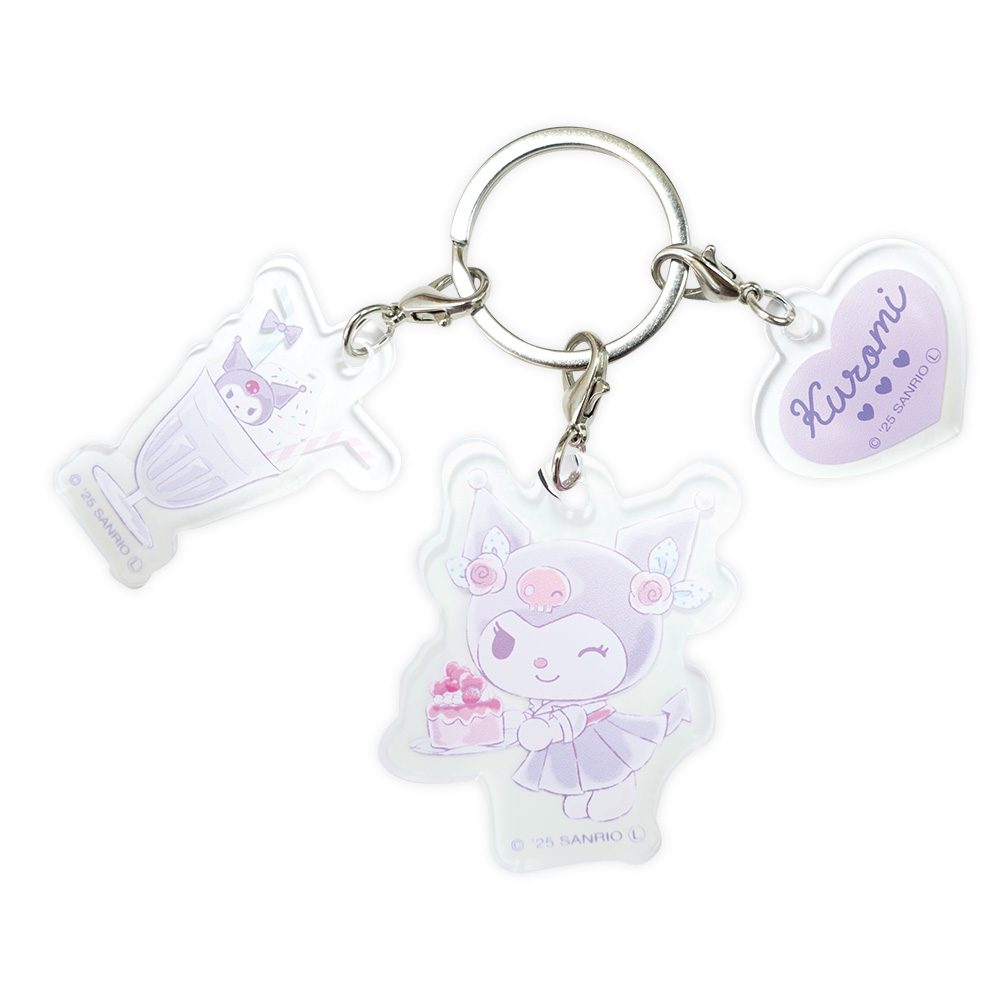 サンリオキャラクターズ アフタヌーンティー 3連キーホルダー クロミ 8203-381 (Sanrio Characters Afternoon Tea Triple Key Chain Kuromi 8203-381)