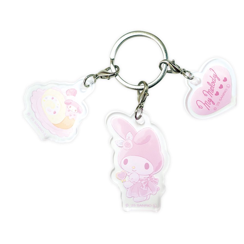 サンリオキャラクターズ アフタヌーンティー 3連キーホルダー マイメロディ 8203-380 (Sanrio Characters Afternoon Tea Triple Key Chain My Melody 8203-380)
