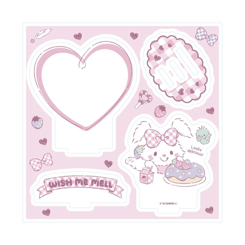 アクリルスタンドプレート ウィッシュミーメル 03 くすみギンガム(公式イラスト) (Acrylic Stand Plate Wish me mell 03 Dull Gingham (Official Illustration))