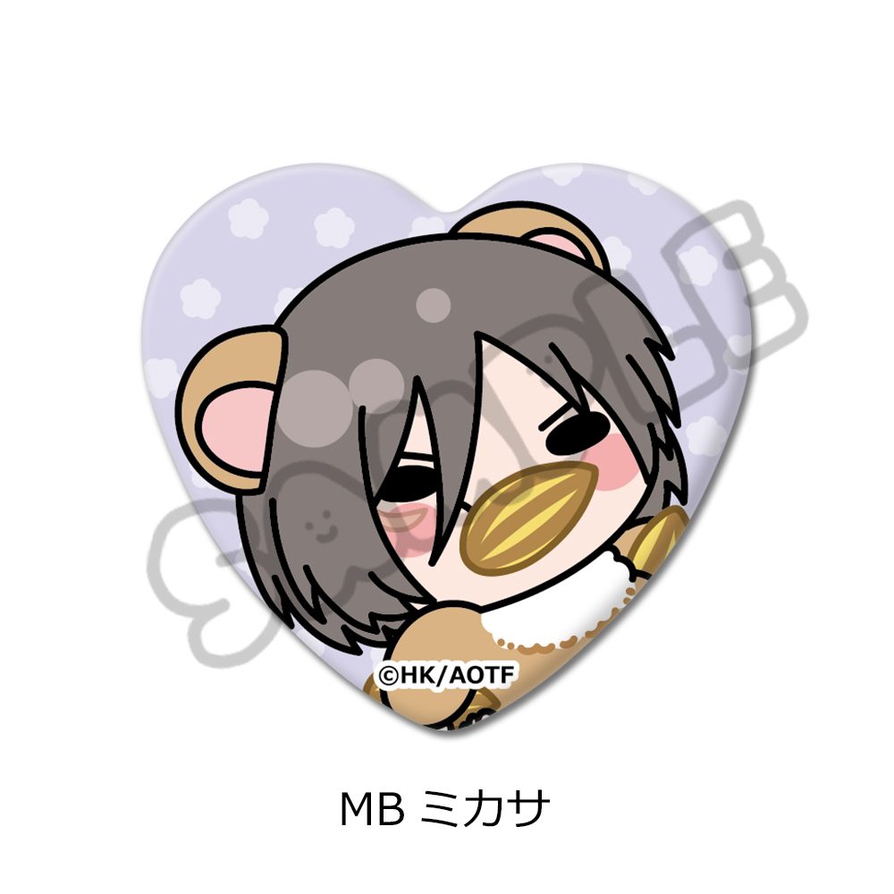 進撃の巨人 Season1-3 ハート型缶バッジ MB ミカサ ("Attack on Titan" Season 1 - 3 Heart Can Badge MB Mikasa)