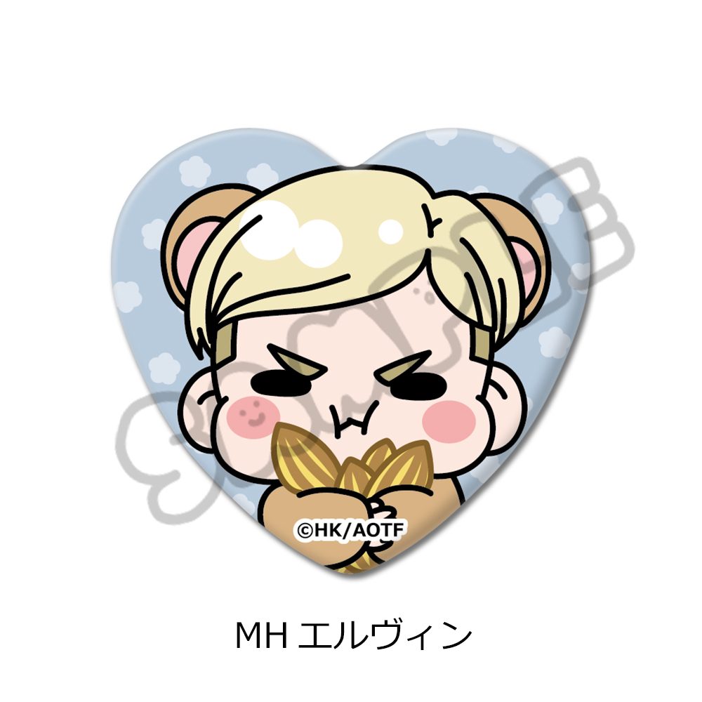 進撃の巨人 Season1-3 ハート型缶バッジ MH エルヴィン ("Attack on Titan" Season 1 - 3 Heart Can Badge MH Erwin)