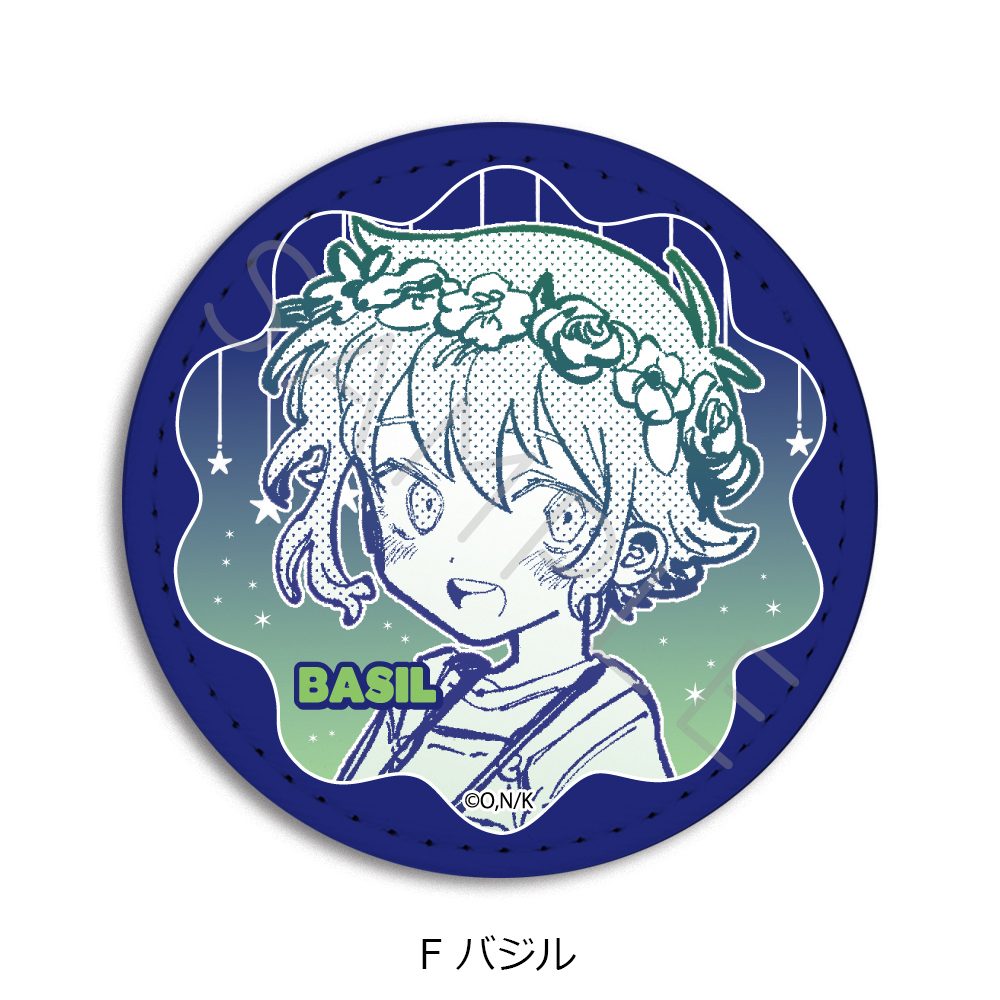OMORI レザーバッジ(丸形) F バジル ("OMORI" Leather Badge (Round) F Basil)