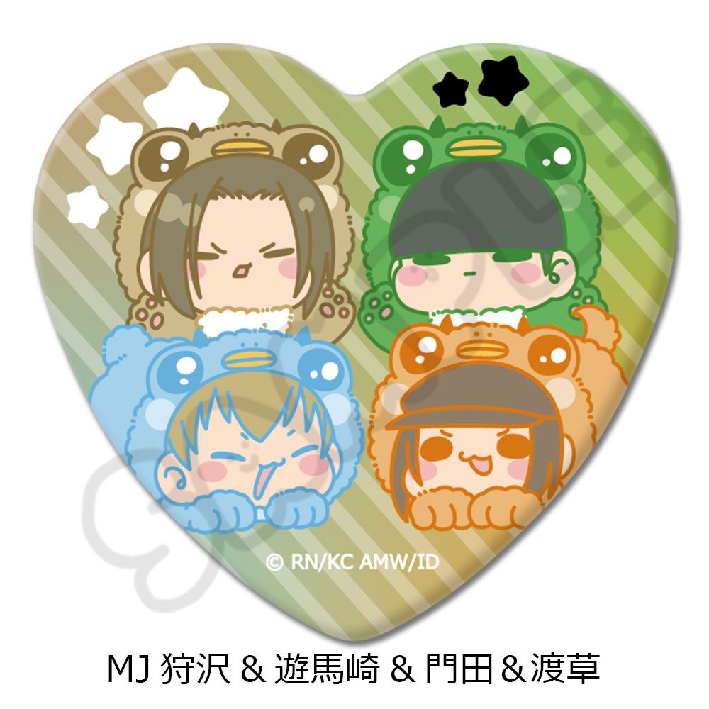 デュラララ!!×2 ハート型缶バッジ MJ 狩沢&遊馬崎&門田&渡草 ("Durarara!!x2" Heart Can Badge MJ Karisawa & Yumasaki & Kadota & Togusa)