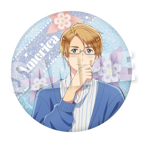ヘタリア World☆Stars BIGホログラム缶バッジ パステルフラワーコーデVer. アメリカ ("Hetalia World Stars" Big Hologram Can Badge Pastel Flower Outfit Ver. USA)