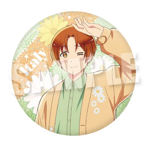 ヘタリア World☆Stars BIGホログラム缶バッジ パステルフラワーコーデVer. イタリア ("Hetalia World Stars" Big Hologram Can Badge Pastel Flower Outfit Ver. Italy)