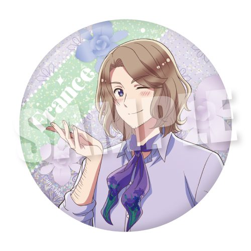 ヘタリア World☆Stars BIGホログラム缶バッジ パステルフラワーコーデVer. フランス ("Hetalia World Stars" Big Hologram Can Badge Pastel Flower Outfit Ver. France)