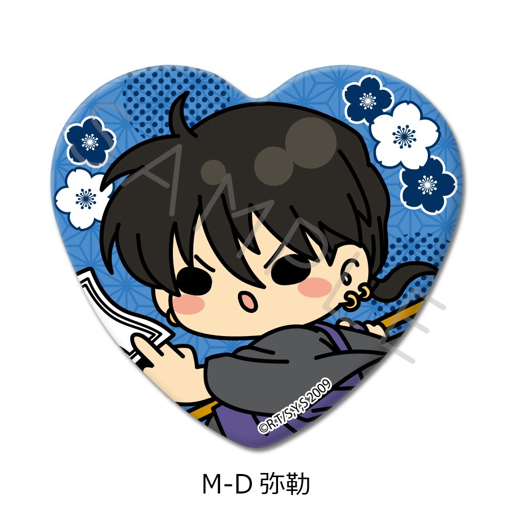 犬夜叉 ハート型缶バッジ M-D 弥勒 ("InuYasha" Heart Can Badge M-D Miroku)