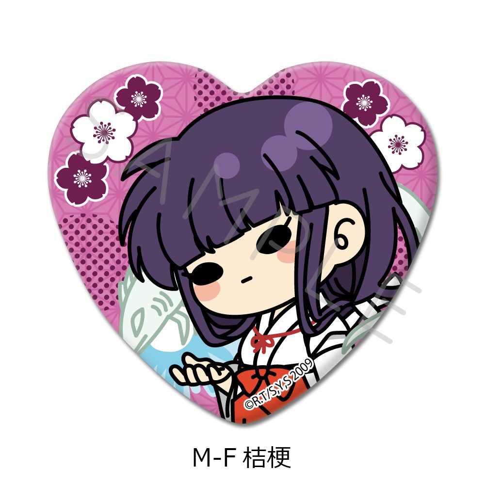 犬夜叉 ハート型缶バッジ M-F 桔梗 ("InuYasha" Heart Can Badge M-F Kikyo)