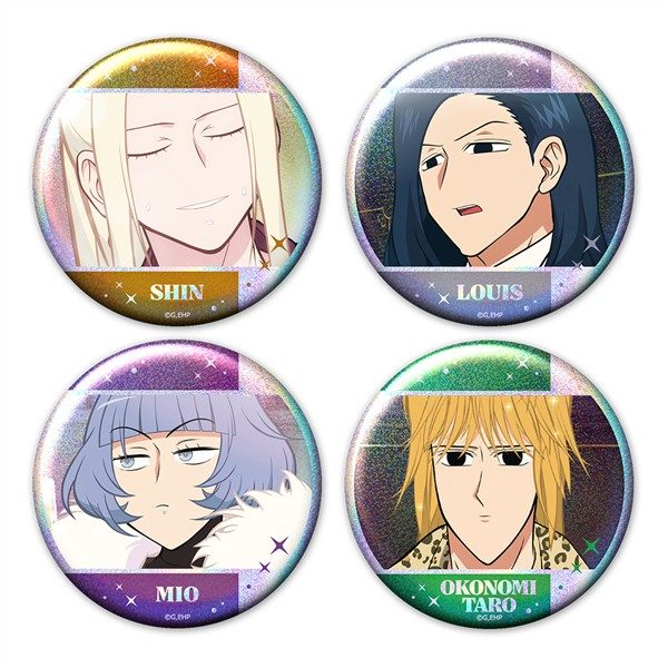 えぶりでいホスト ホログラム缶バッジ4個セット シン&ルイ&ミオ&おこのみ太郎 ("Everyday Host" Hologram Can Badge 4 Set Shin & Louis & Mio & Okonomitaro)