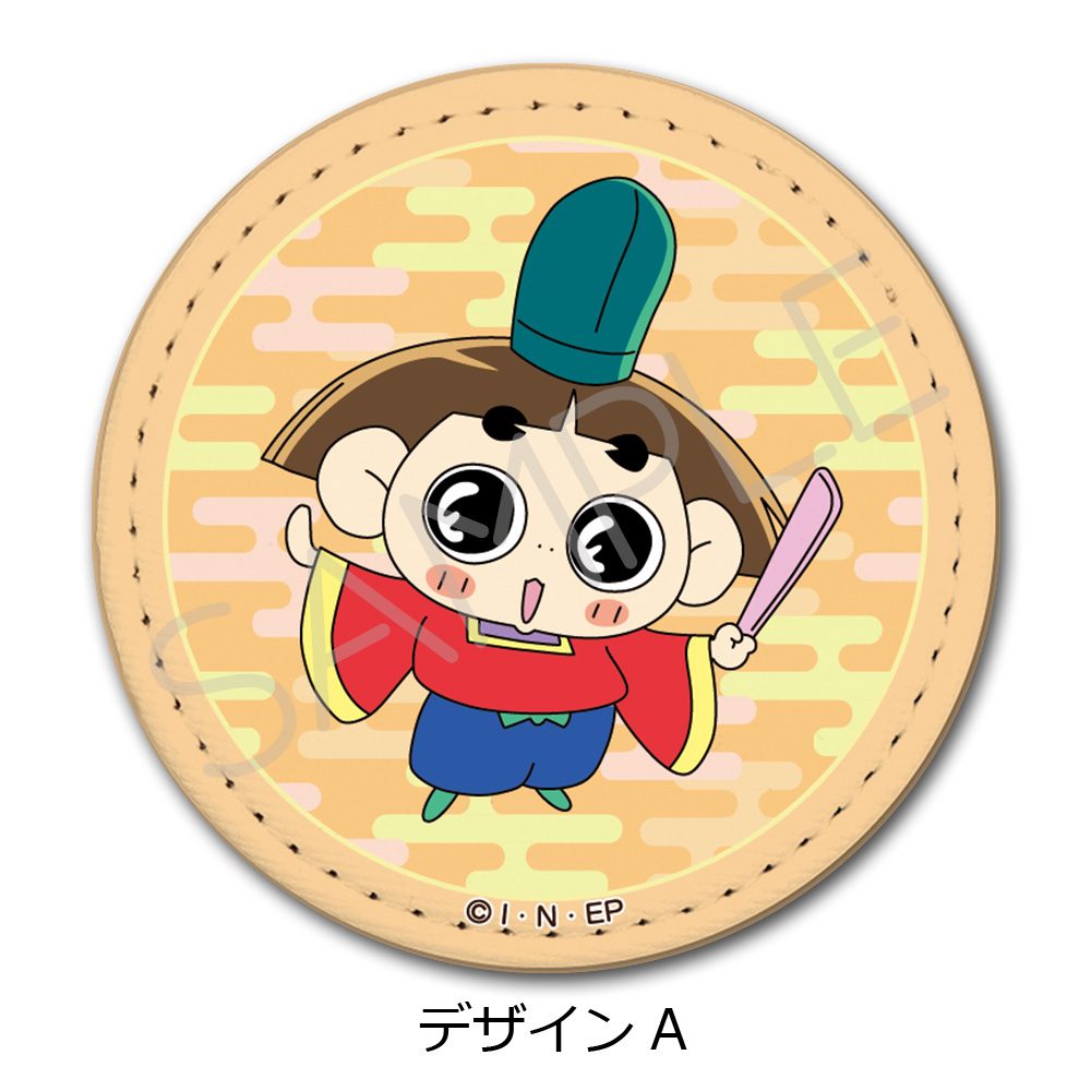 おじゃる丸 レザーバッジ(丸形) デザインA ("Ojarumaru" Leather Badge (Round) Design A)