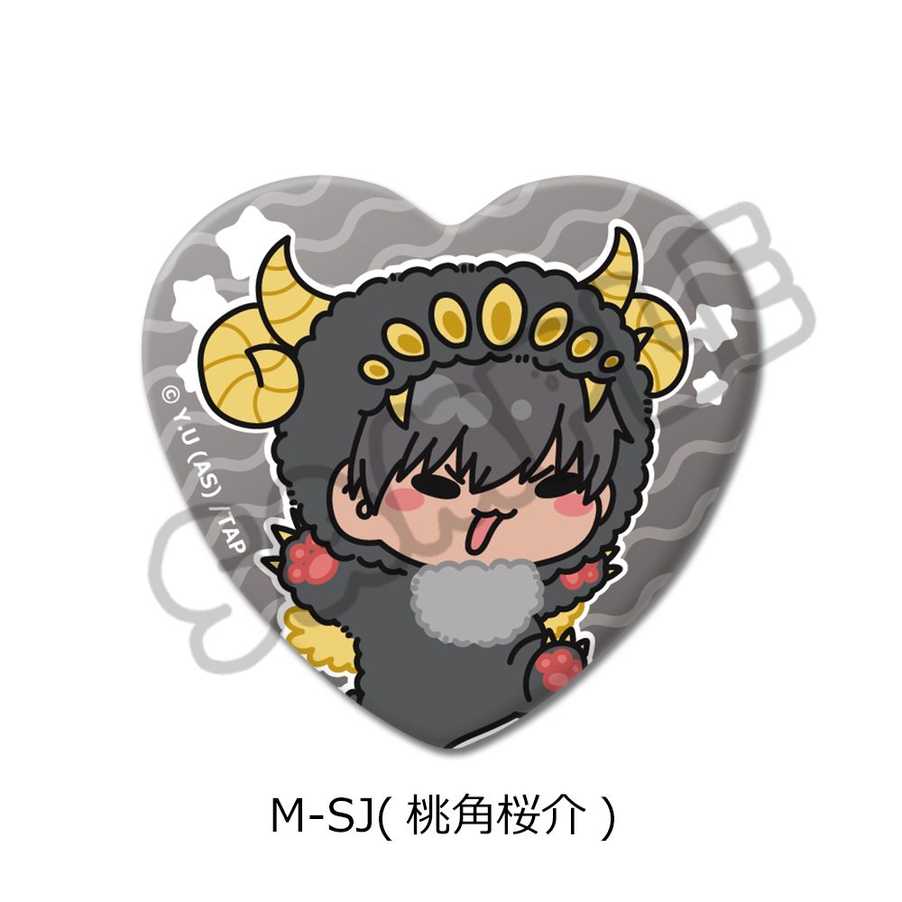 桃源暗鬼 第3弾 ハート型缶バッジ M-SJ 桃角桜介 ("Tougen Anki" Vol. 3 Heart Can Badge M-SJ Momokado Ousuke)
