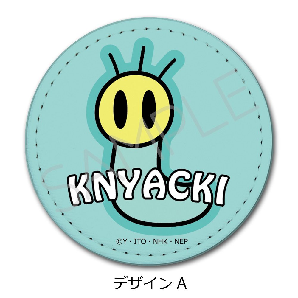 ニャッキ! レザーバッジ(丸形) デザインA ("KNYACKI!" Leather Badge (Round) Design A)