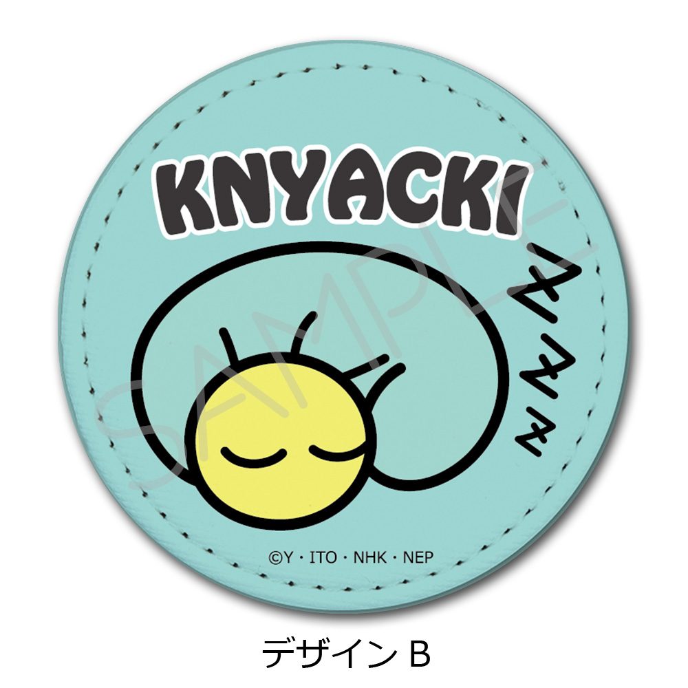 ニャッキ! レザーバッジ(丸形) デザインB ("KNYACKI!" Leather Badge (Round) Design B)