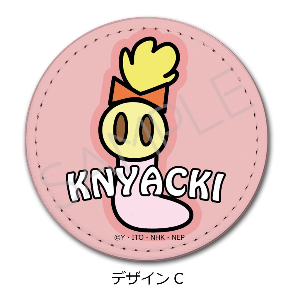 ニャッキ! レザーバッジ(丸形) デザインC ("KNYACKI!" Leather Badge (Round) Design C)