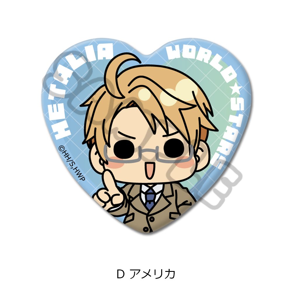 ヘタリア World☆Stars ハート型缶バッジ D アメリカ ("Hetalia World Stars" Heart Can Badge D USA)