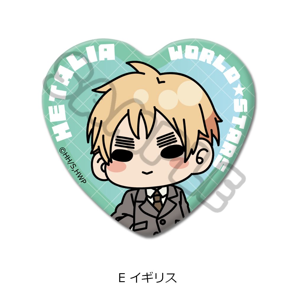 ヘタリア World☆Stars ハート型缶バッジ E イギリス ("Hetalia World Stars" Heart Can Badge E United Kingdom)