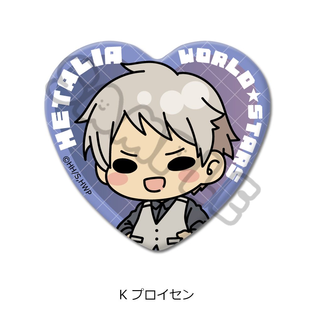 ヘタリア World☆Stars ハート型缶バッジ K プロイセン ("Hetalia World Stars" Heart Can Badge K Prussia)