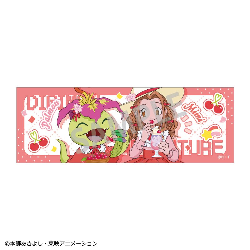 デジモンアドベンチャー ロングスクエア缶バッジ 太刀川ミミ&パルモン フルーツパーティー ("Digimon Adventure" Long Square Can Badge Tachikawa Mimi & Palmon Fruit Party)