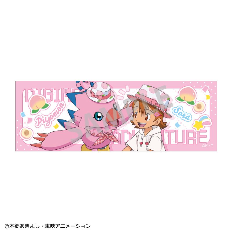 デジモンアドベンチャー ロングスクエア缶バッジ 武之内空&ピヨモン フルーツパーティー ("Digimon Adventure" Long Square Can Badge Takenouchi Sora & Piyomon Fruit Party)