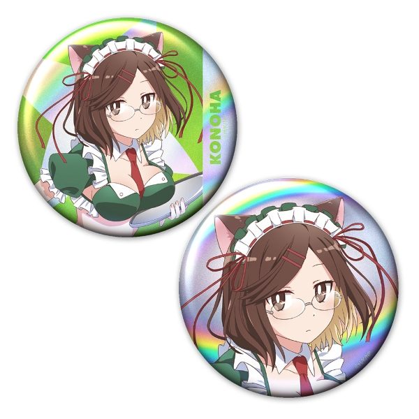 忍者と殺し屋のふたりぐらし オーロラ缶バッジ2個セット 古賀このは 猫耳水着メイドVer. 描き下ろし ("A Ninja and an Assassin Under One Roof" Aurora Can Badge 2 Set Koga Konoha Cat Ears Swimwear Maid Ver. Original Illustration)