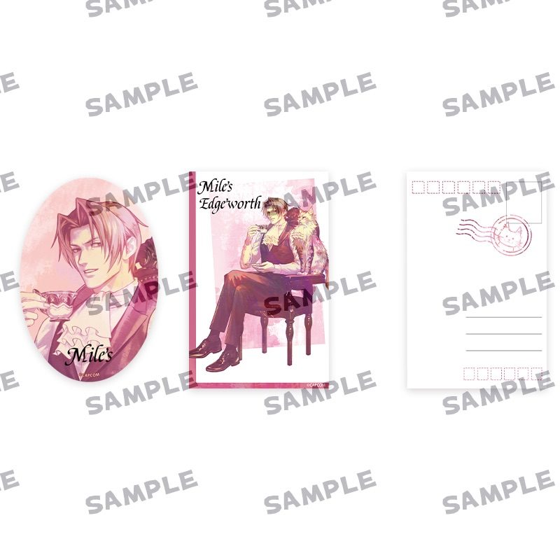 逆転裁判 動物シリーズ 缶バッジブロマイドセット 御剣怜侍 ("Ace Attorney" Animal Series Can Badge Bromide Set Miles Edgeworth)