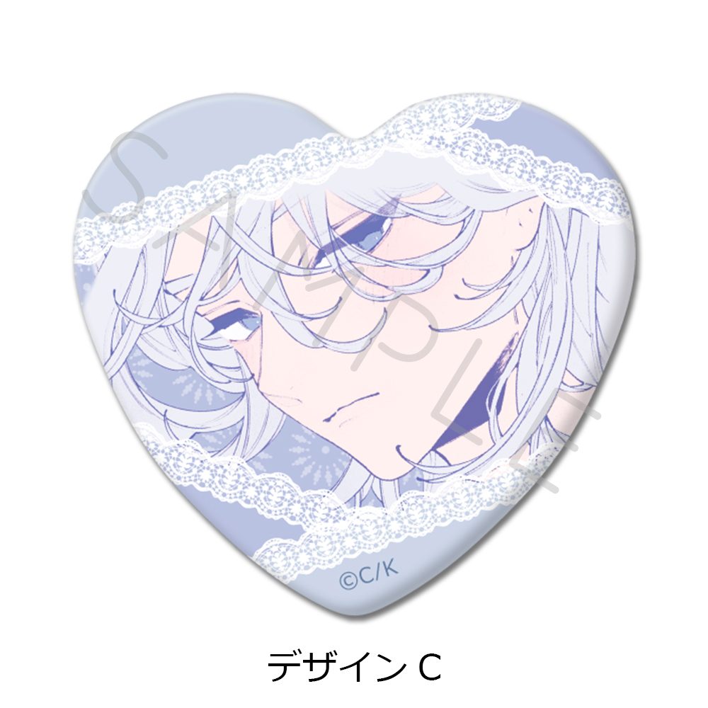 恋せよまやかし天使ども ハート型缶バッジ デザインC ("Fall in Love, You False Angels" Heart Can Badge Design C)